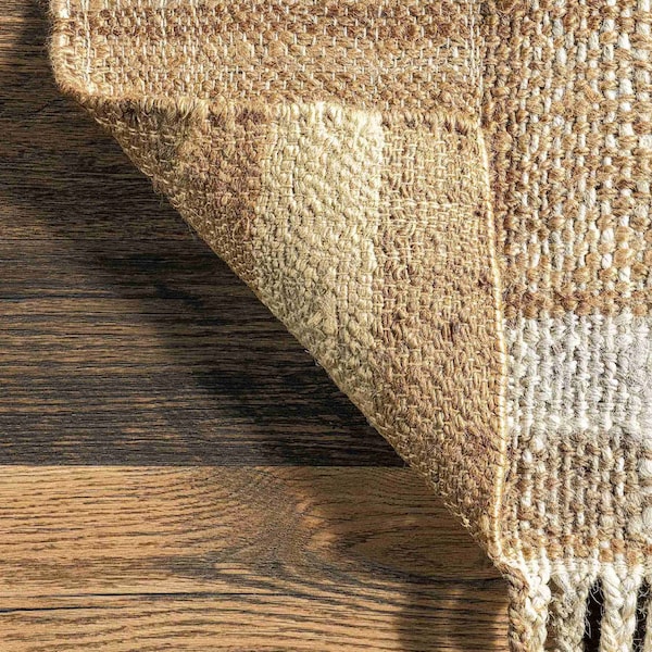 Cornelia Striped Jute Tassel Area Rug 5ft X 8ft